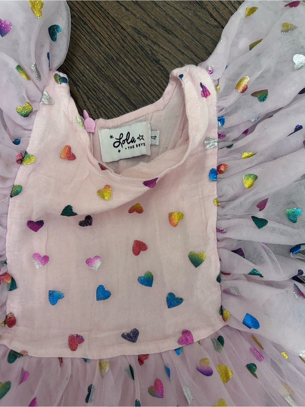Lola + The Boys Pink Tulle Heart Confetti Dress 4 - Picture 4 of 4